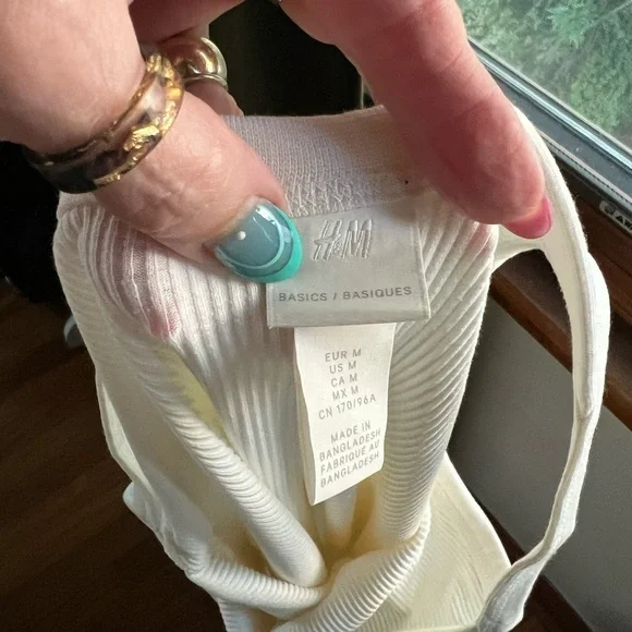 H&M Cream Ribbed Sleeveless tank top Body Con dress medium - Picture 5 of 7